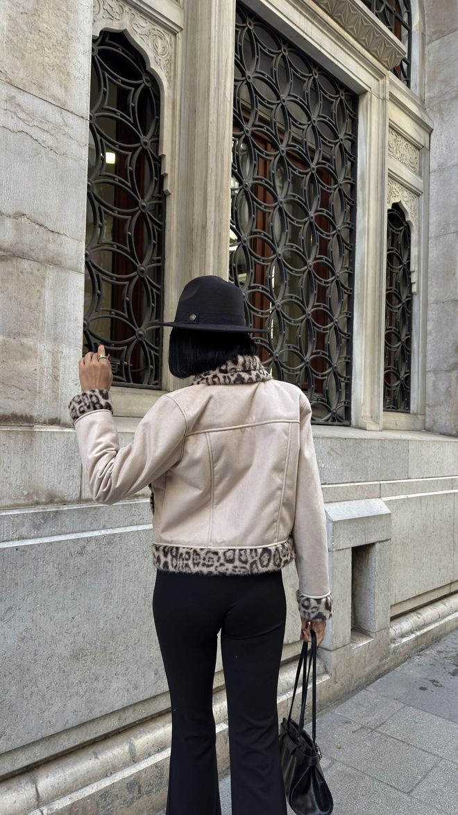 Miss Janell Beige Aviator Jacket Wholesale Clothing Spring