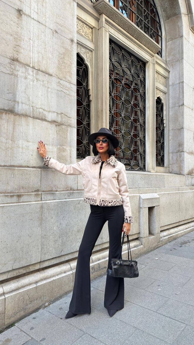 Miss Janell Beige Aviator Jacket Wholesale Clothing Sexy