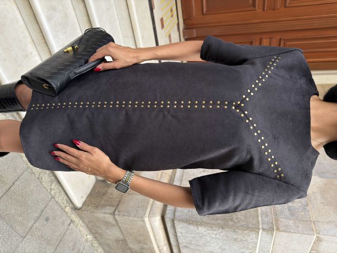 Miss Janell Crna Elegantna Mini Ravna Haljina S Ravnim Kratkim Rukavima Veleprodaja odjeće Sexy