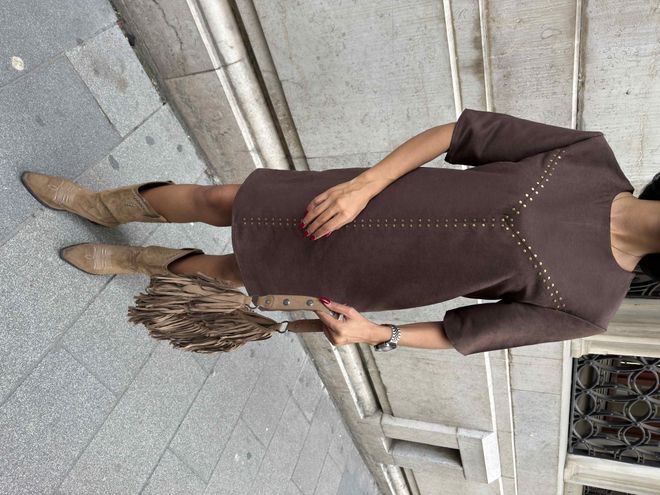 Miss Janell Smeđa Ležerna Elegantna Mini Ravna Haljina Veleprodaja odjeće Ležerni