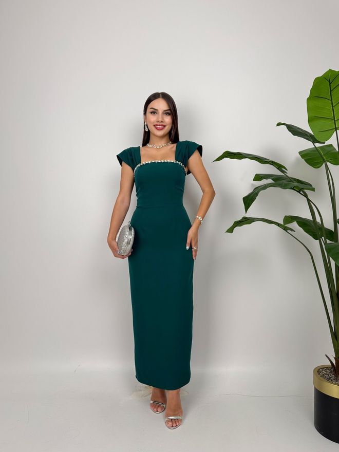 Miss Janell Vestido Verde Elegante Tipo Vaina Con Cuello Sin Hombros Ropa al por mayor Sexy