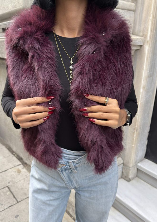 Miss Janell Glamoroso Elegante Vermelho Clarete Colete Roupas por atacado Vintage