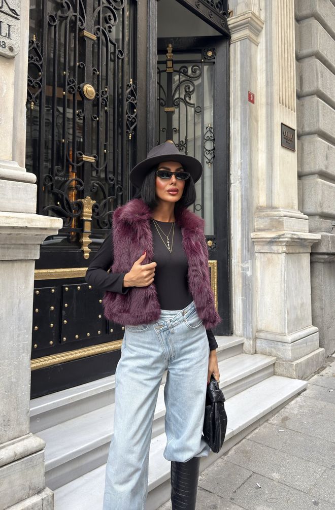 Miss Janell Glamoroso Elegante Vermelho Clarete Colete Roupas por atacado 5