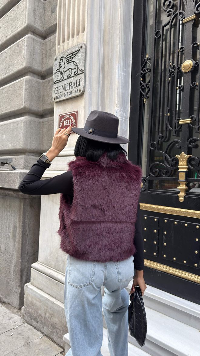 Miss Janell Glamoroso Elegante Vermelho Clarete Colete Roupas por atacado 1