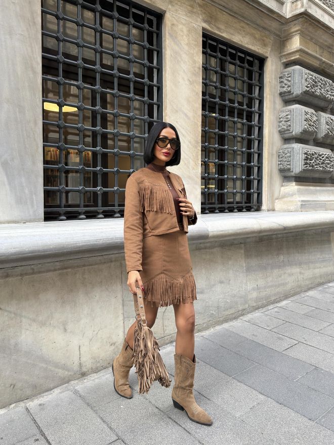 Miss Janell Brązowa Bodycon Mini Spódnica Z Wysokim Stanem Hurtowa sprzedaż odzieży Boho