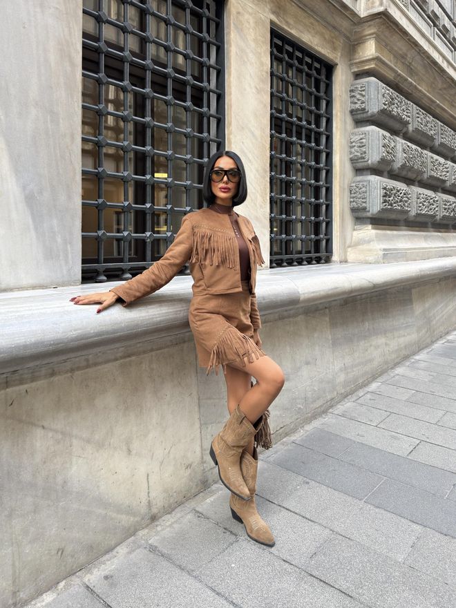 Miss Janell Brązowa Bodycon Mini Spódnica Z Wysokim Stanem Hurtowa sprzedaż odzieży Jesień