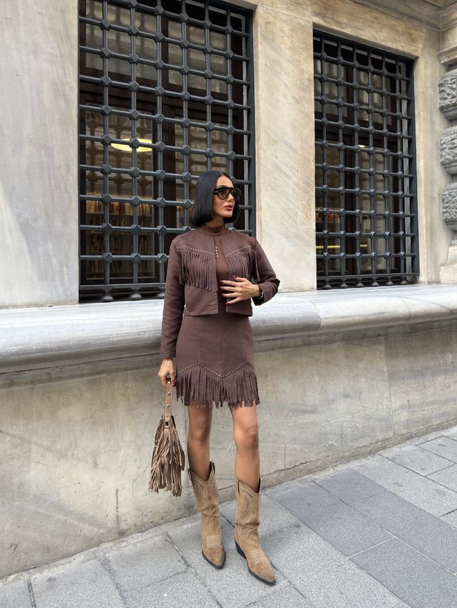 Miss Janell Brązowy Bodycon Mini Średni Stan Odzież Wsuwana Hurtowa sprzedaż odzieży 5