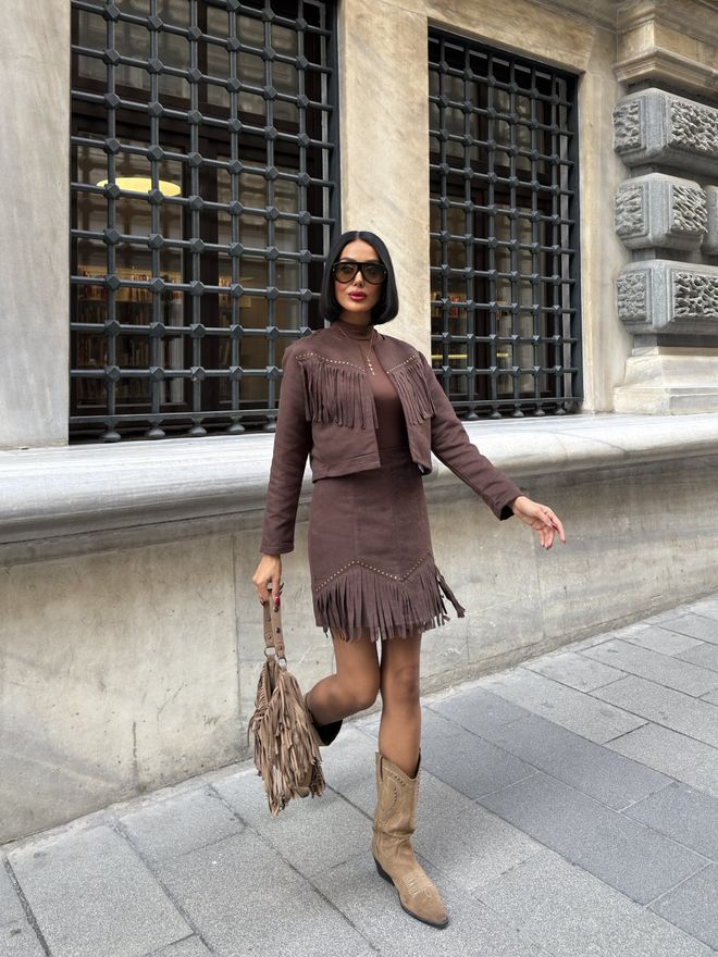 Miss Janell Brązowy Bodycon Mini Średni Stan Odzież Wsuwana Hurtowa sprzedaż odzieży Jesień