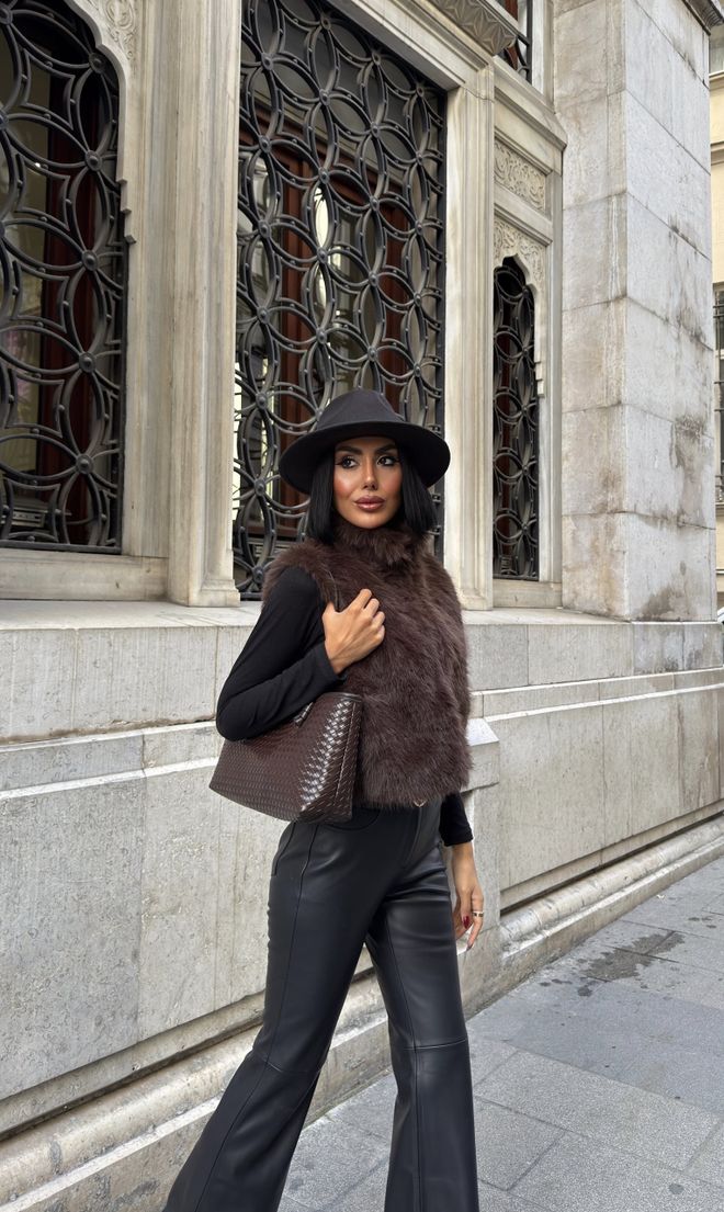 Miss Janell Castanho Elegante Casual Vintage Formal Glamoroso Retro Colete Roupas por atacado 1