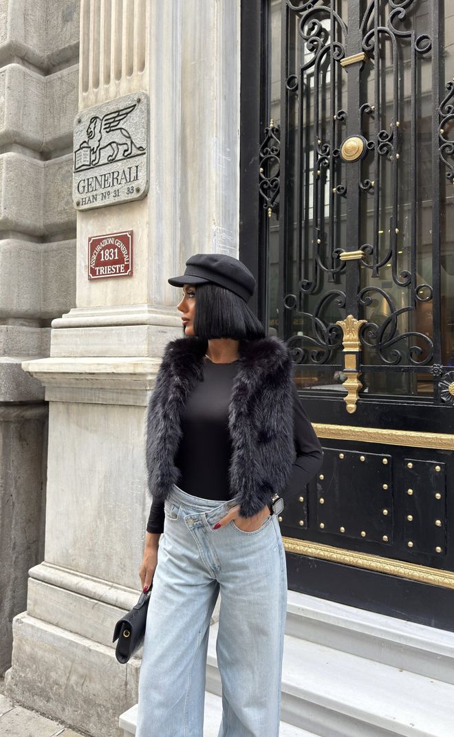 Miss Janell Colete Preto Elegante Com Frente Aberta E Ajuste Regular Roupas por atacado 1