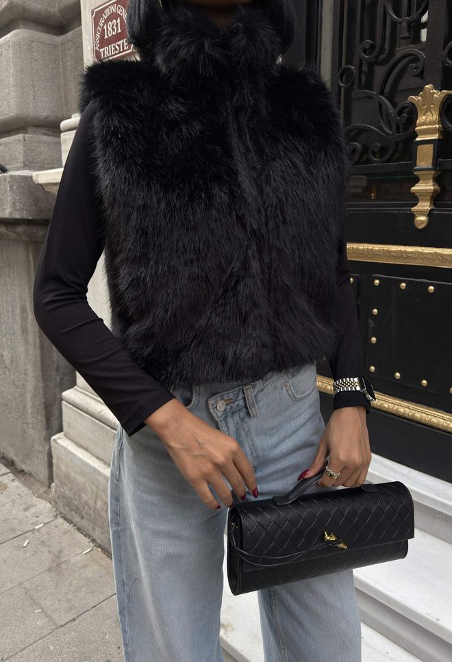 Miss Janell Colete Preto Elegante Com Frente Aberta E Ajuste Regular Roupas por atacado Trabalho