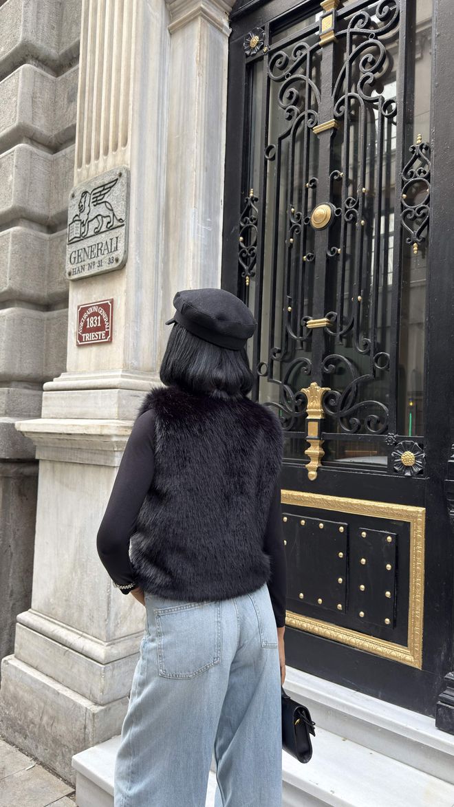 Miss Janell Colete Preto Elegante Com Frente Aberta E Ajuste Regular Roupas por atacado Inverno