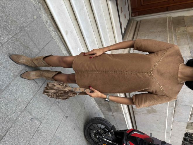 Miss Janell Smeđa Shift Haljina S Polurukavima Veleprodaja odjeće Ležerni