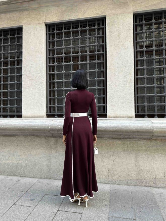 Miss Janell Vermelho Clarete Modesto Elegante Formal Vestido Roupas por atacado 1