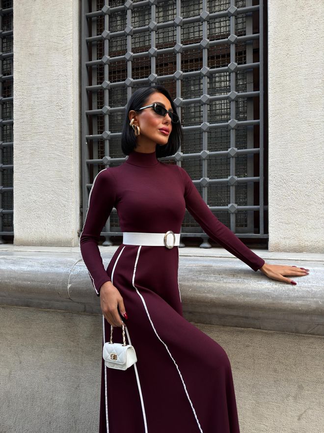 Miss Janell Vermelho Clarete Modesto Elegante Formal Vestido Roupas por atacado Primavera