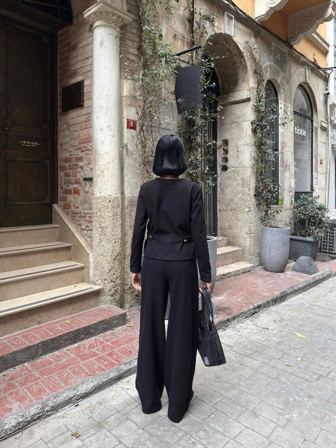 Miss Janell Комплект Елегантен Черен Палацо Дрехи на едро Работа