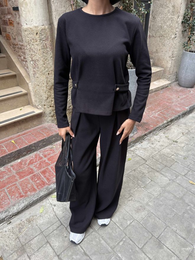 Miss Janell Комплект Елегантен Черен Палацо Дрехи на едро 1