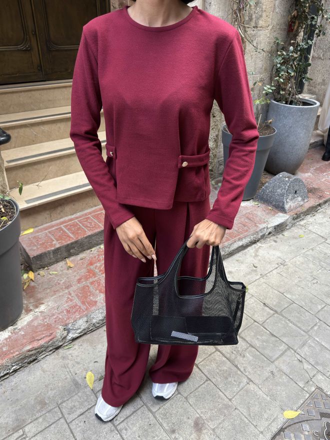 Miss Janell Súprava Bordová Neformálny Elegantný Skromný Palazzo Veľkoobchod s oblečením 1