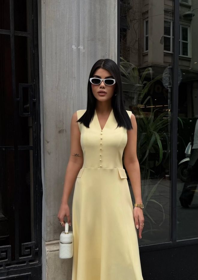 Miss Janell Жута Елегантна Формална Винтаге А лине Хаљина Велепродаја одеће Рад