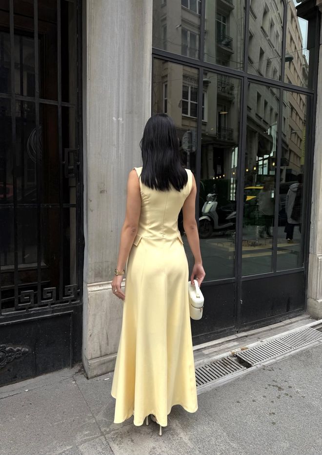 Miss Janell Жута Елегантна Формална Винтаге А лине Хаљина Велепродаја одеће Винтаге