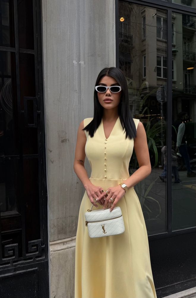 Miss Janell Жута Елегантна Формална Винтаге А лине Хаљина Велепродаја одеће Пролеће