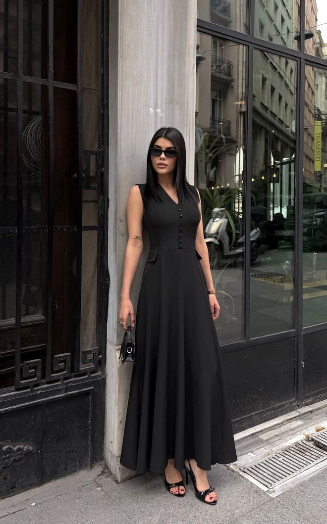 Miss Janell Црна Елегантна Хаљина Фит Анд Флре Велепродаја одеће Рад