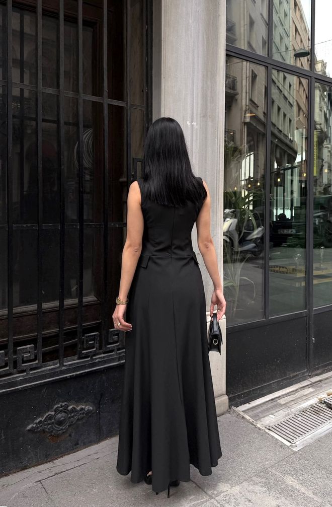 Miss Janell Црна Елегантна Хаљина Фит Анд Флре Велепродаја одеће Пролеће