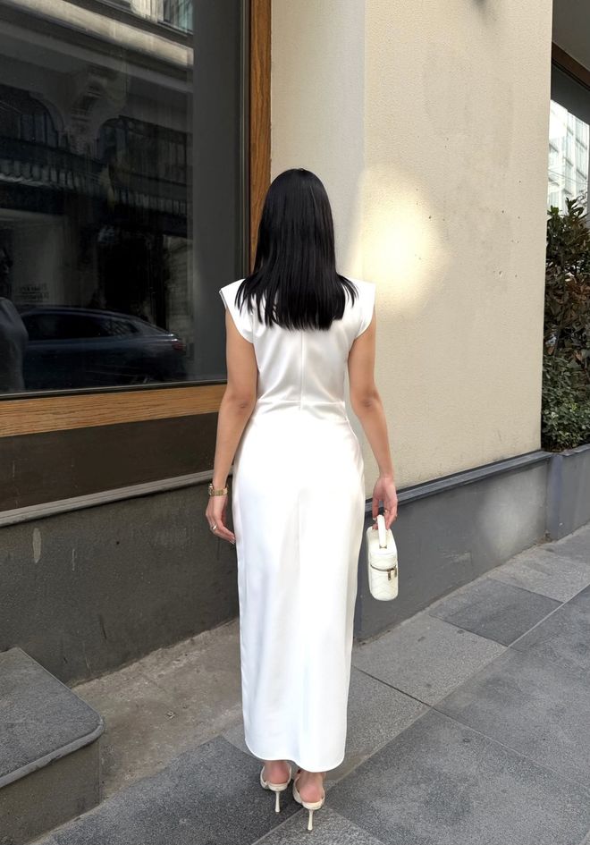 Miss Janell Elegant White Sheath Dress With Cap Sleeves Wholesale Clothing Spring