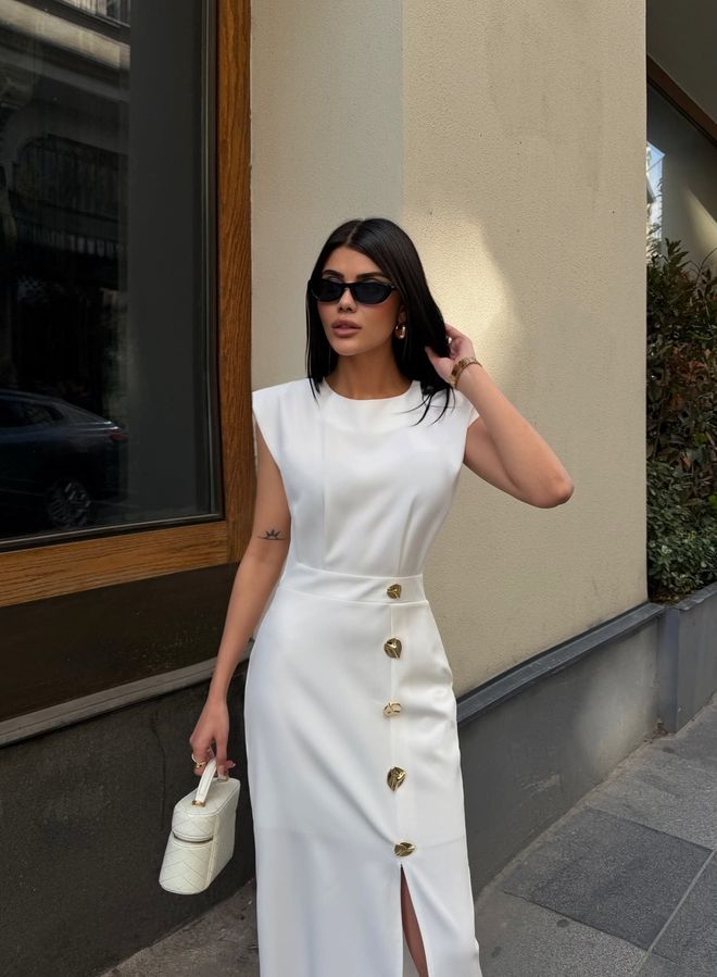 Miss Janell Elegant White Sheath Dress With Cap Sleeves Wholesale Clothing Formal