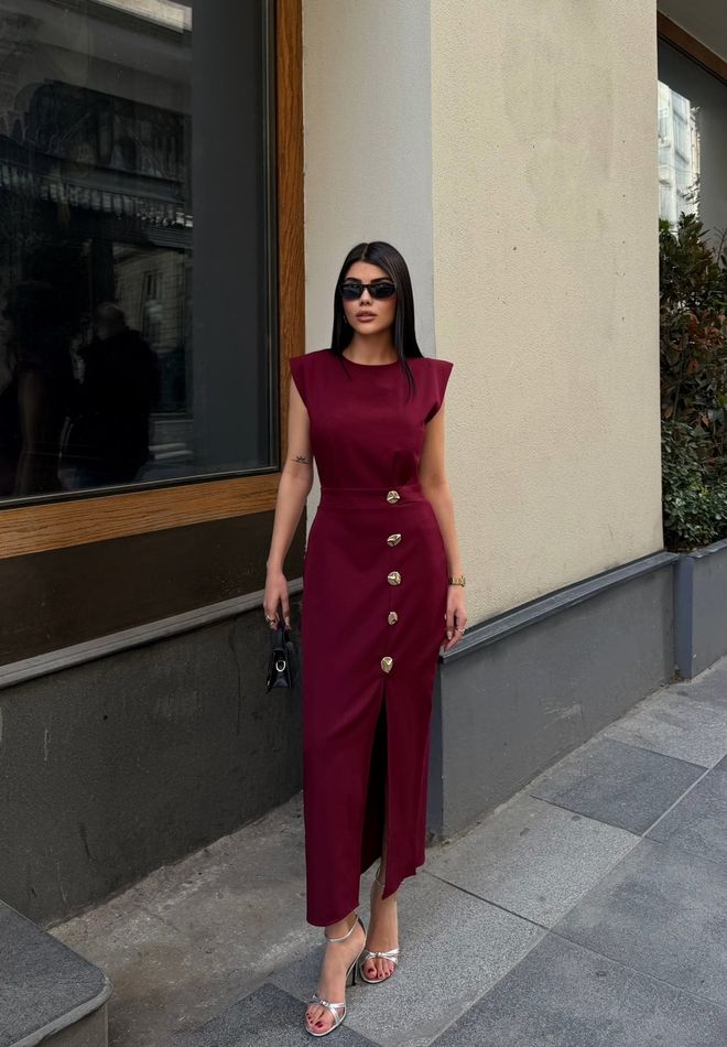 Miss Janell Bordo Crvena Elegantna Midi Etui Haljina Veleprodaja odjeće Formalni