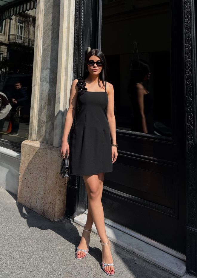 Miss Janell Μαύρο Κομψό Μίνι Φόρεμα A γραμμή Χονδρικό εμπόριο ενδυμάτων Casual