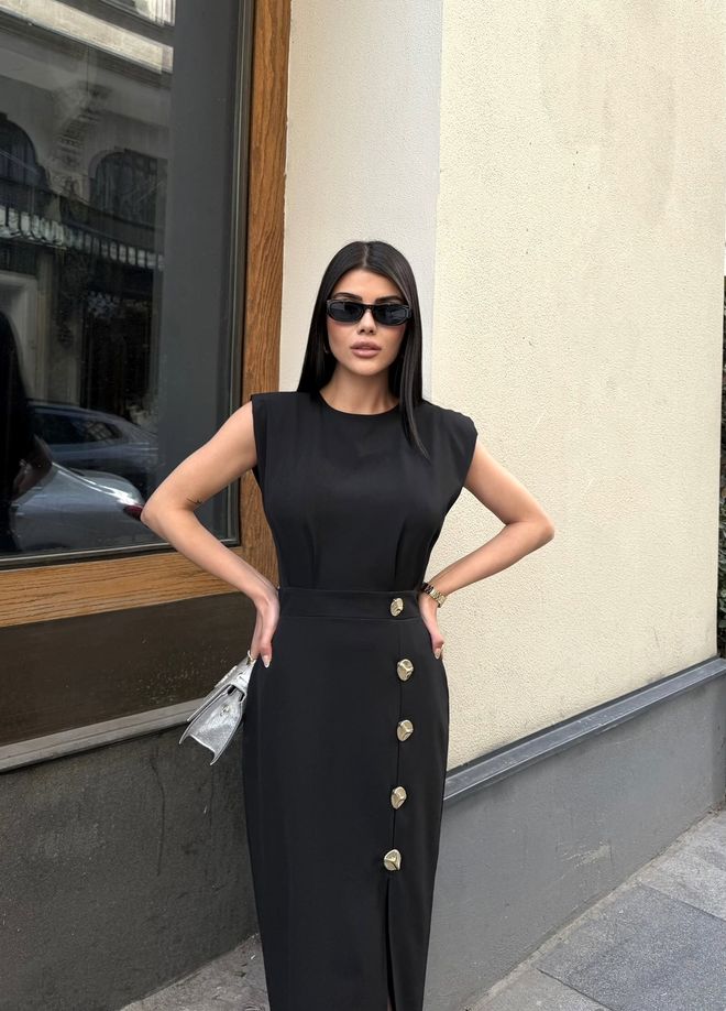 Miss Janell Elegant Black Sheath Dress With Cap Sleeves Wholesale Clothing 1