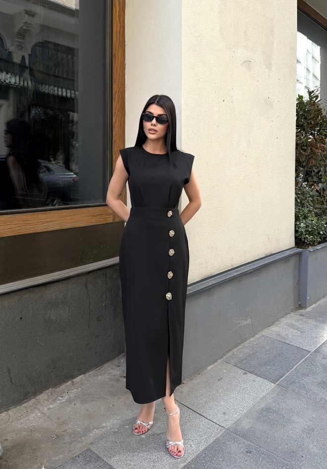 Miss Janell Elegant Black Sheath Dress With Cap Sleeves Wholesale Clothing Formal