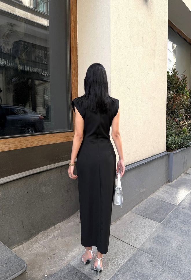 Miss Janell Elegant Black Sheath Dress With Cap Sleeves Wholesale Clothing Work