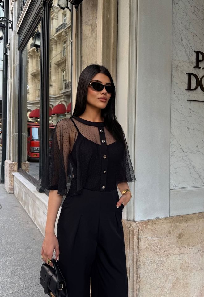 Miss Janell Black Elegant Tailored Jumpsuit Wholesale Clothing Work