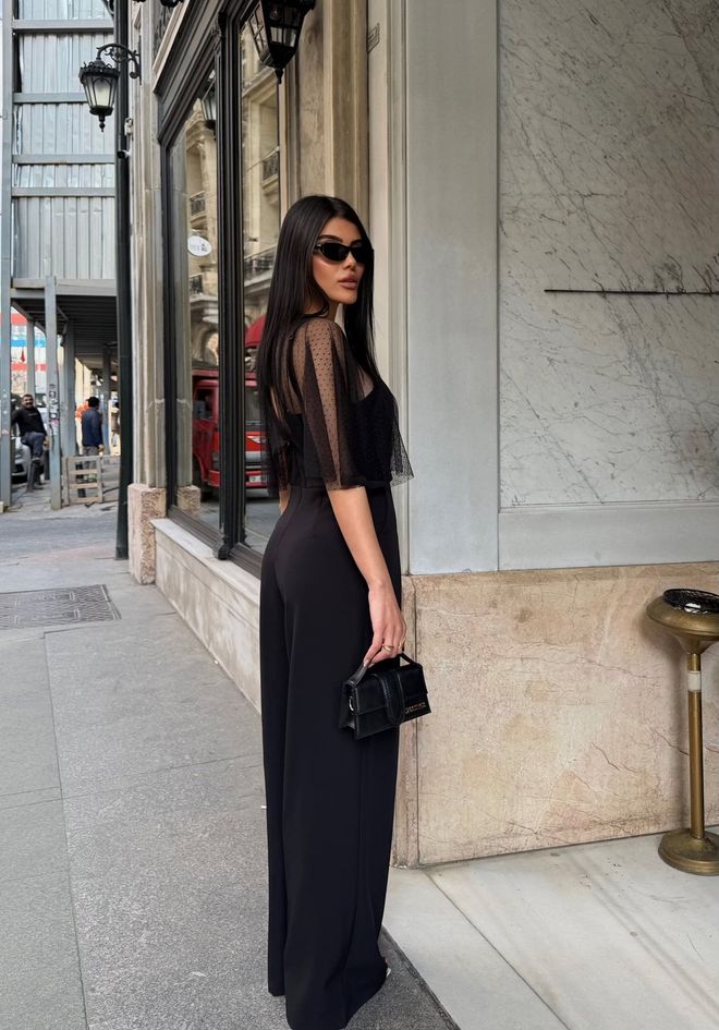 Miss Janell Black Elegant Tailored Jumpsuit Wholesale Clothing Sexy