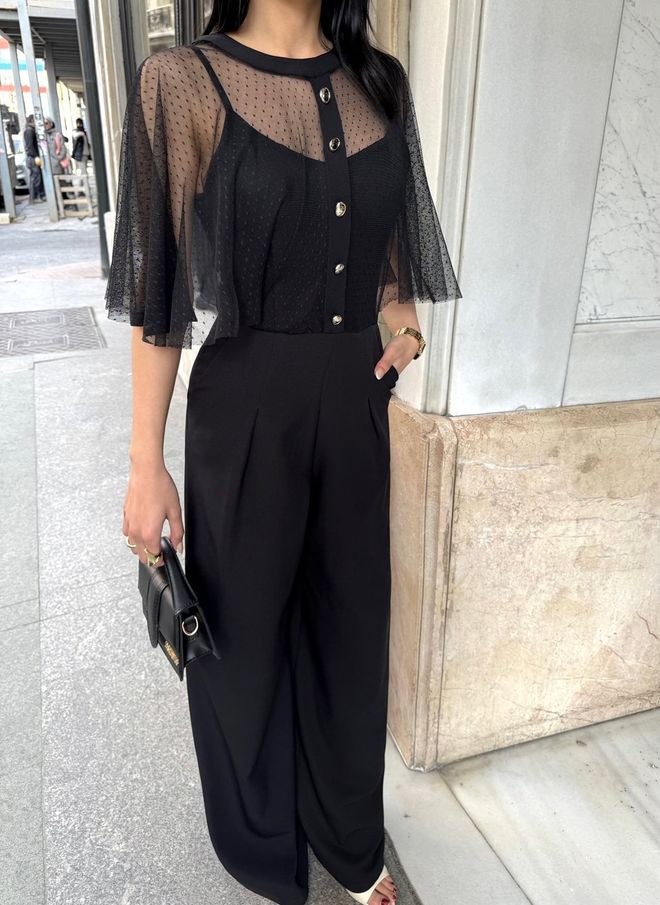Miss Janell Black Elegant Tailored Jumpsuit Wholesale Clothing Spring