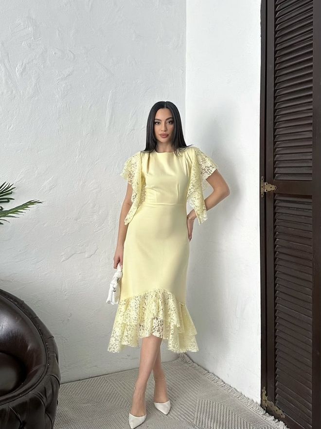 flare pleated dress Fit and Flare Dress with Deep V Pleated Neckline & Chiffon Skirt main image 1