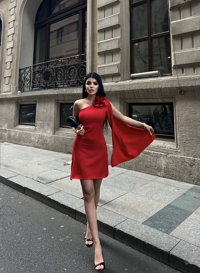 Miss Janell Czerwona Seksowna Elegancka Mini Suknia Płaszcz Hurtowa sprzedaż odzieży Seksowny