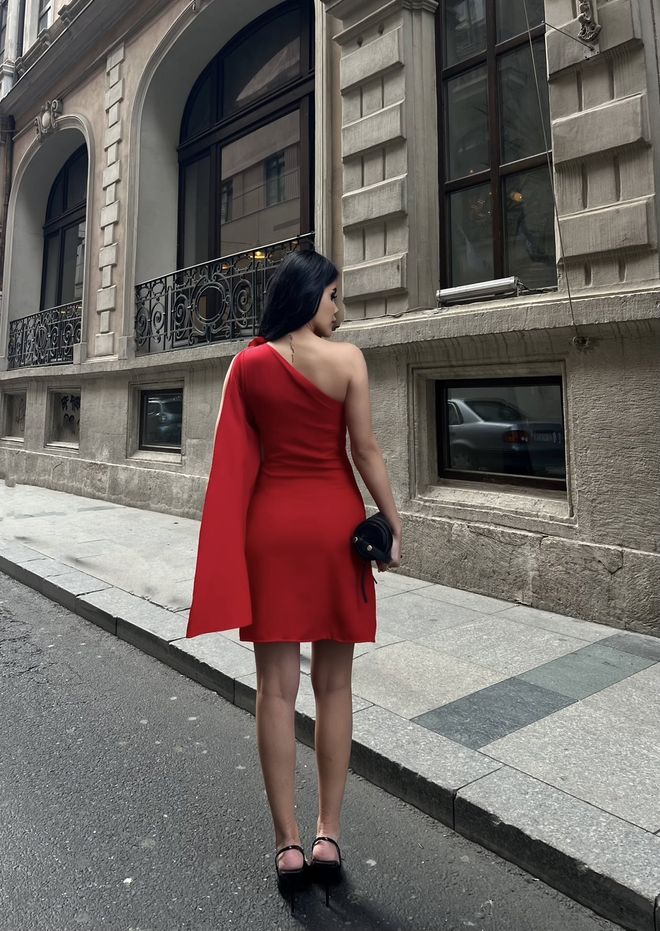 Miss Janell Rotes Sexy Elegantes Mini Mantel Kleid Großhandelskleidung 5