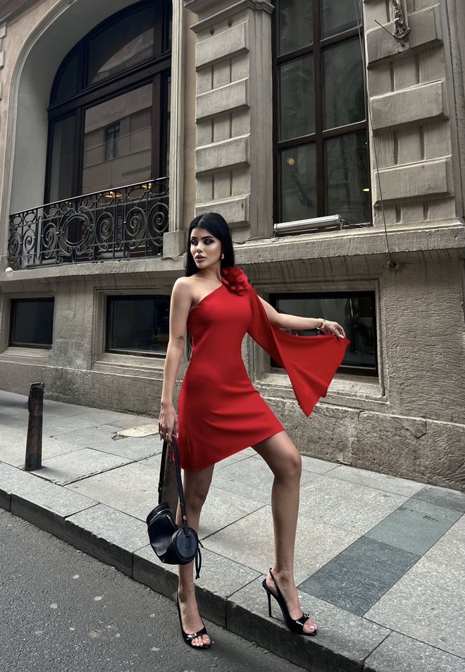 Miss Janell Rotes Sexy Elegantes Mini Mantel Kleid Großhandelskleidung Formal