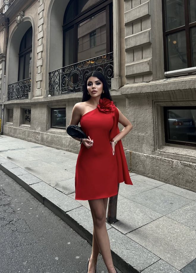 Miss Janell Rotes Sexy Elegantes Mini Mantel Kleid Großhandelskleidung Frühling