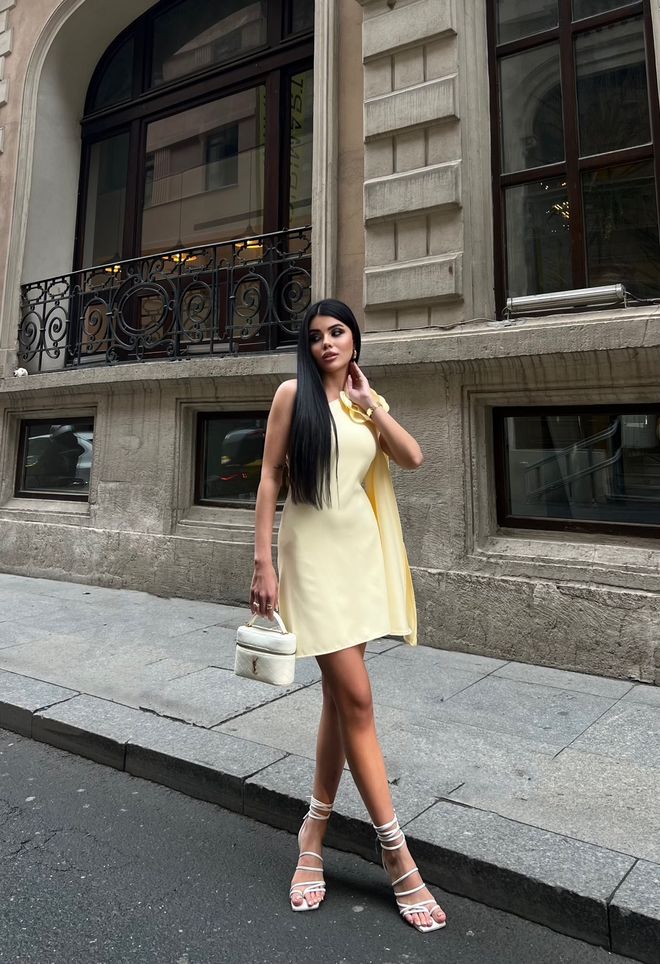 Miss Janell Yellow Elegant Sexy Bodycon Mini Dress Wholesale Clothing Spring