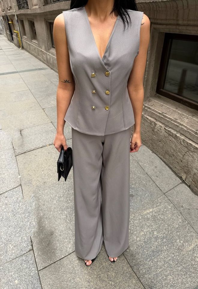 Miss Janell Grey Elegant Formal Suit Wholesale Clothing Work