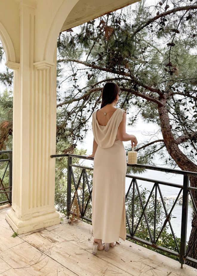 Miss Janell Beige Elegant Sleeveless Sheath Dress Wholesale Clothing 1