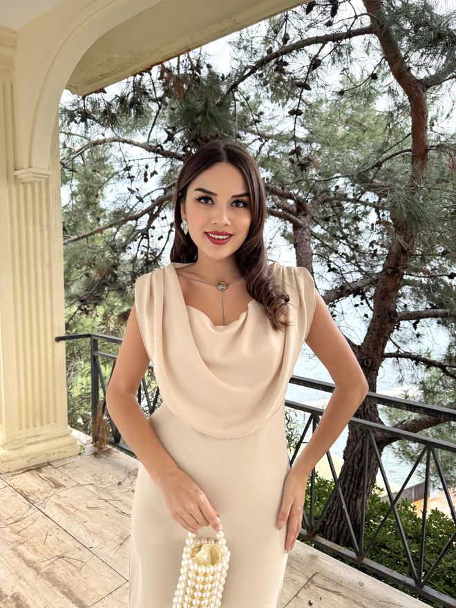 Miss Janell Beige Elegant Sleeveless Sheath Dress Wholesale Clothing Formal