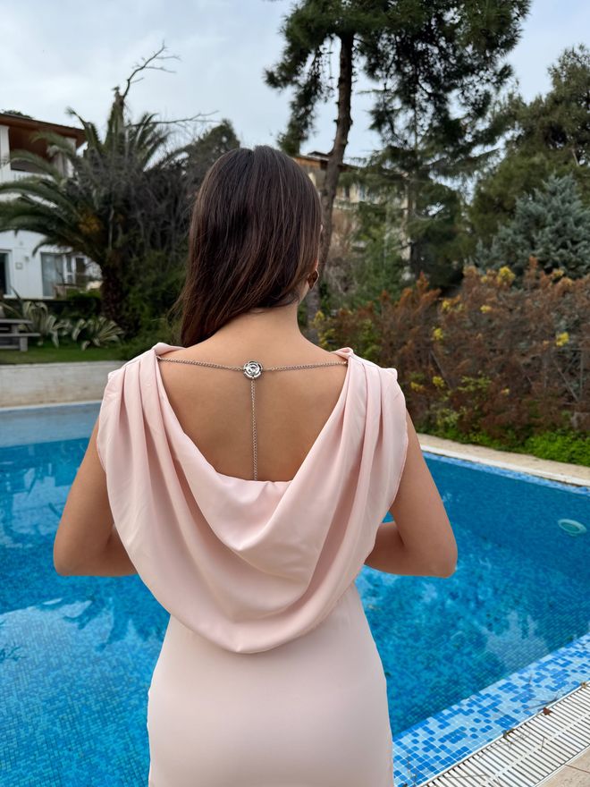 Miss Janell Pink Elegant Maxi Slit Dress With Cowl Neck Wholesale Clothing Cocktail