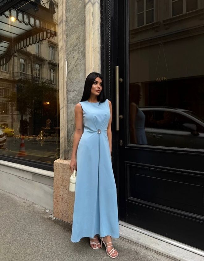 Miss Janell Elegant Blue A Line Floor Length Dress Wholesale Clothing Sexy