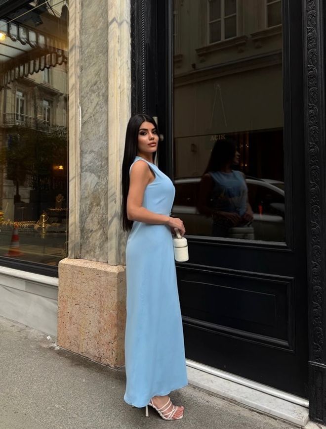 Miss Janell Elegant Blue A Line Floor Length Dress Wholesale Clothing 5