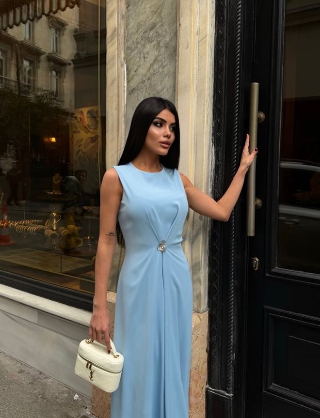 Miss Janell Elegant Blue A Line Floor Length Dress Wholesale Clothing Formal